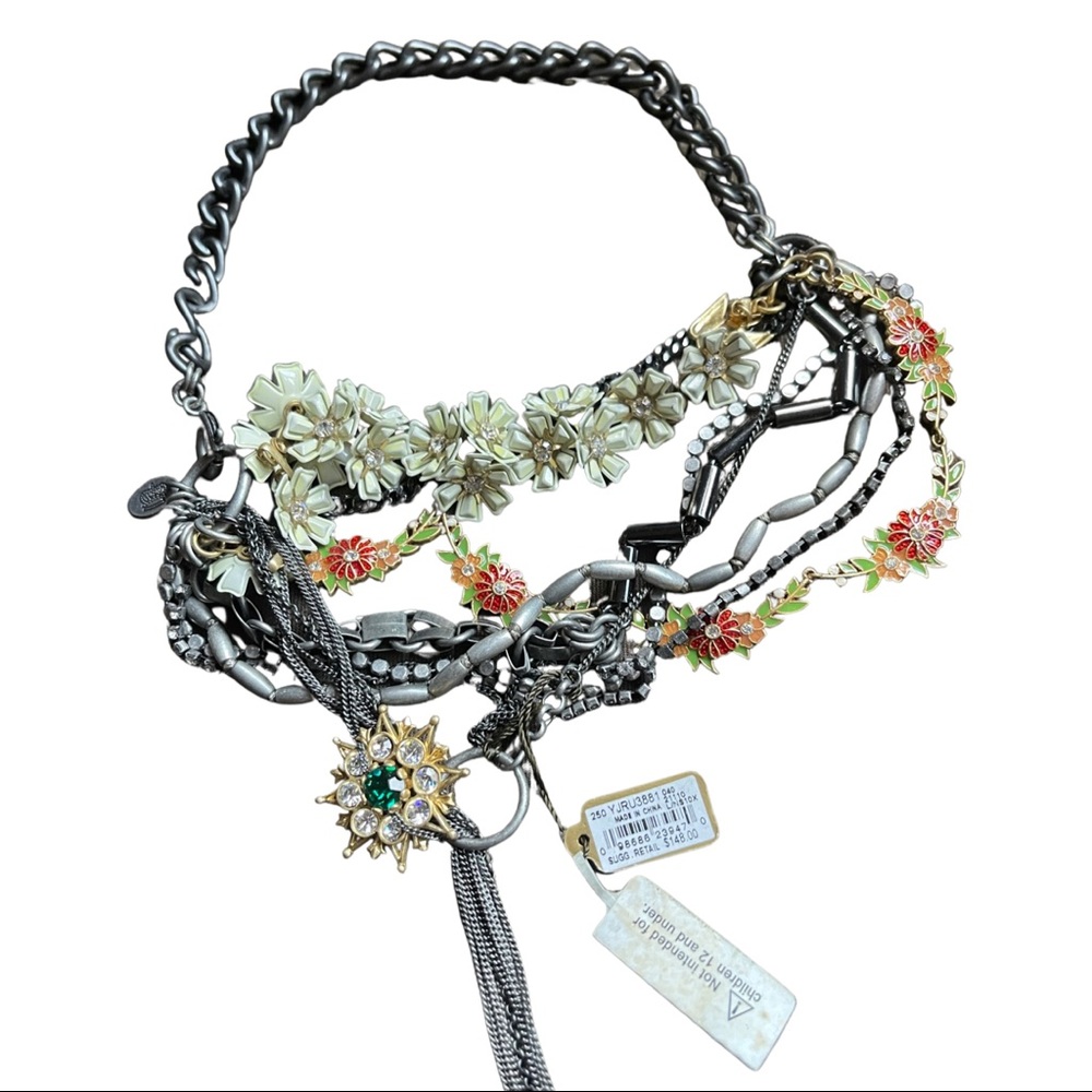 Juicy Couture statement necklace choker chain NWT floral tassel flower Necklace